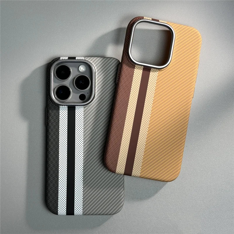 Etui z włókna węglowego o fakturze, amortyzujące wstrząsy, do iPhone’a 12-17