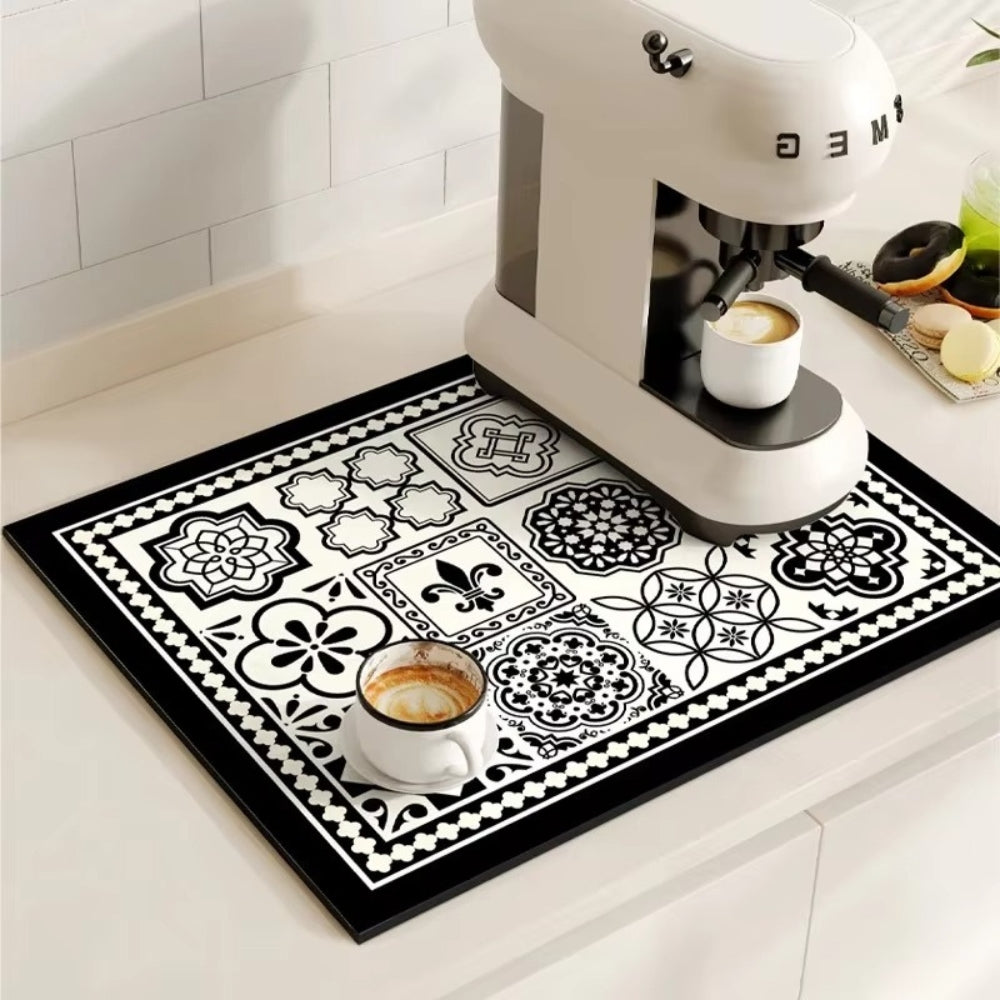 Modern Retro Tile Coffee Mat Quick-Dry for Coffee Lovers - Euroselle