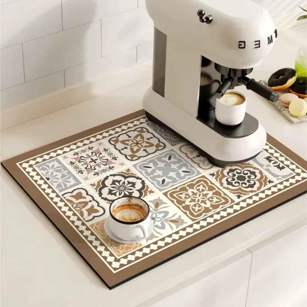 Modern Retro Tile Coffee Mat Quick-Dry for Coffee Lovers - Euroselle