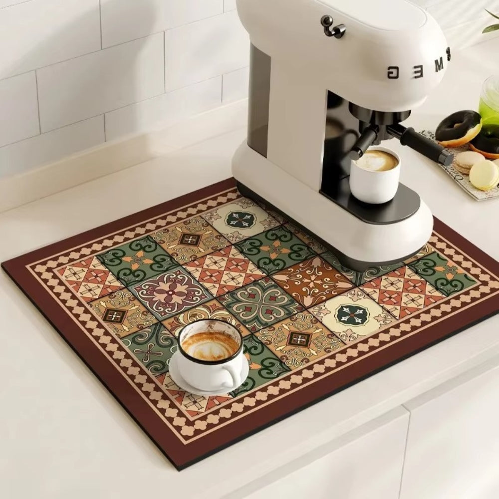 Modern Retro Tile Coffee Mat Quick-Dry for Coffee Lovers - Euroselle