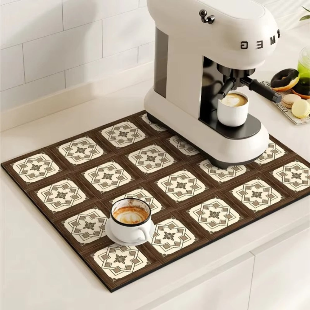 Modern Retro Tile Coffee Mat Quick-Dry for Coffee Lovers - Euroselle