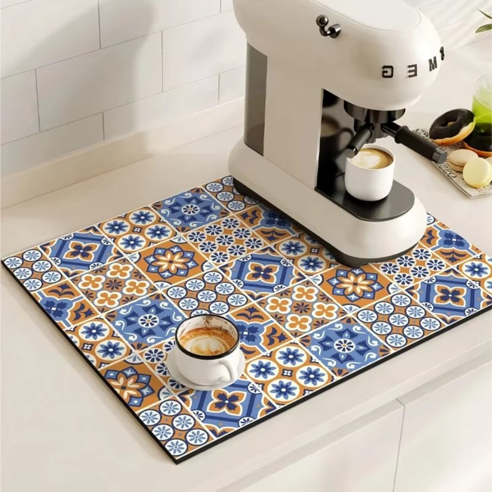Modern Retro Tile Coffee Mat Quick-Dry for Coffee Lovers - Euroselle