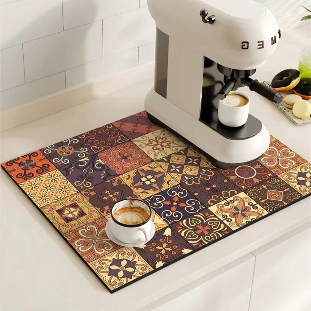 Modern Retro Tile Coffee Mat Quick-Dry for Coffee Lovers - Euroselle