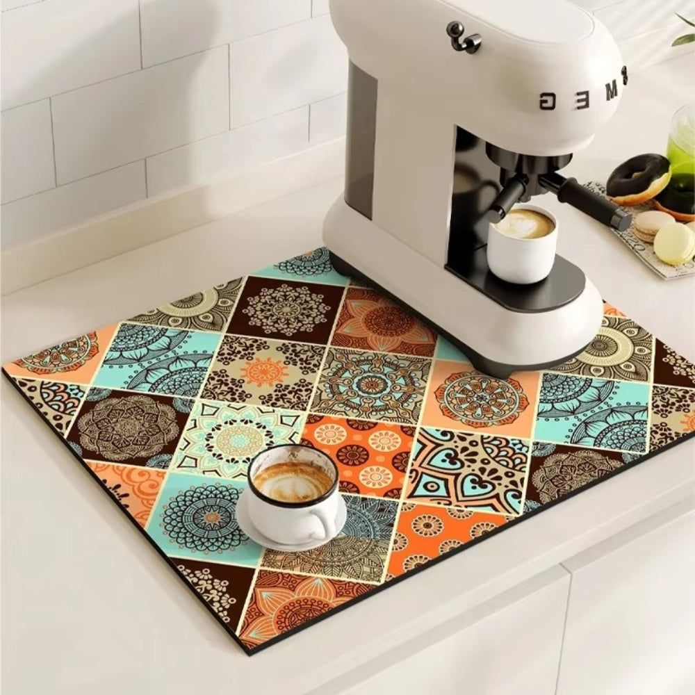 Modern Retro Tile Coffee Mat Quick-Dry for Coffee Lovers - Euroselle