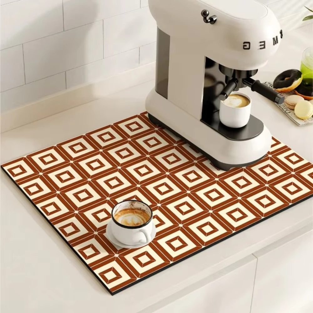 Modern Retro Tile Coffee Mat Quick-Dry for Coffee Lovers - Euroselle