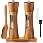 Elegant wooden salt and pepper mills with adjustable grinder for precise seasoning control and timeless kitchen aesthetics - Euroselle