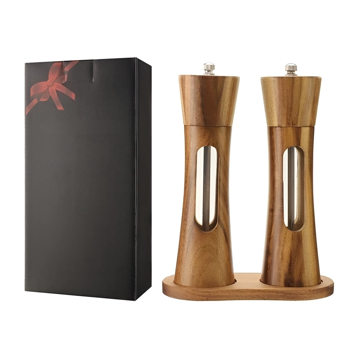 Elegant wooden salt and pepper mills with adjustable grinder for precise seasoning control and timeless kitchen aesthetics - Euroselle