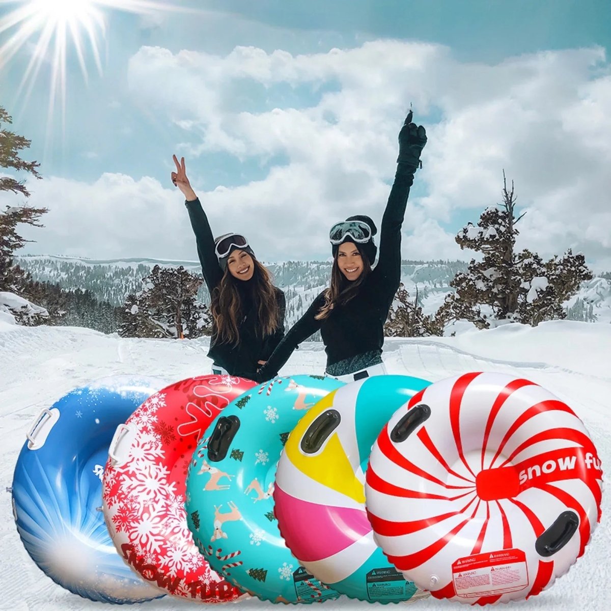 Ciambella gonfiabile da neve Frost Glide - PVC resistente, maniglie robuste, grande capacità per bambini e adulti