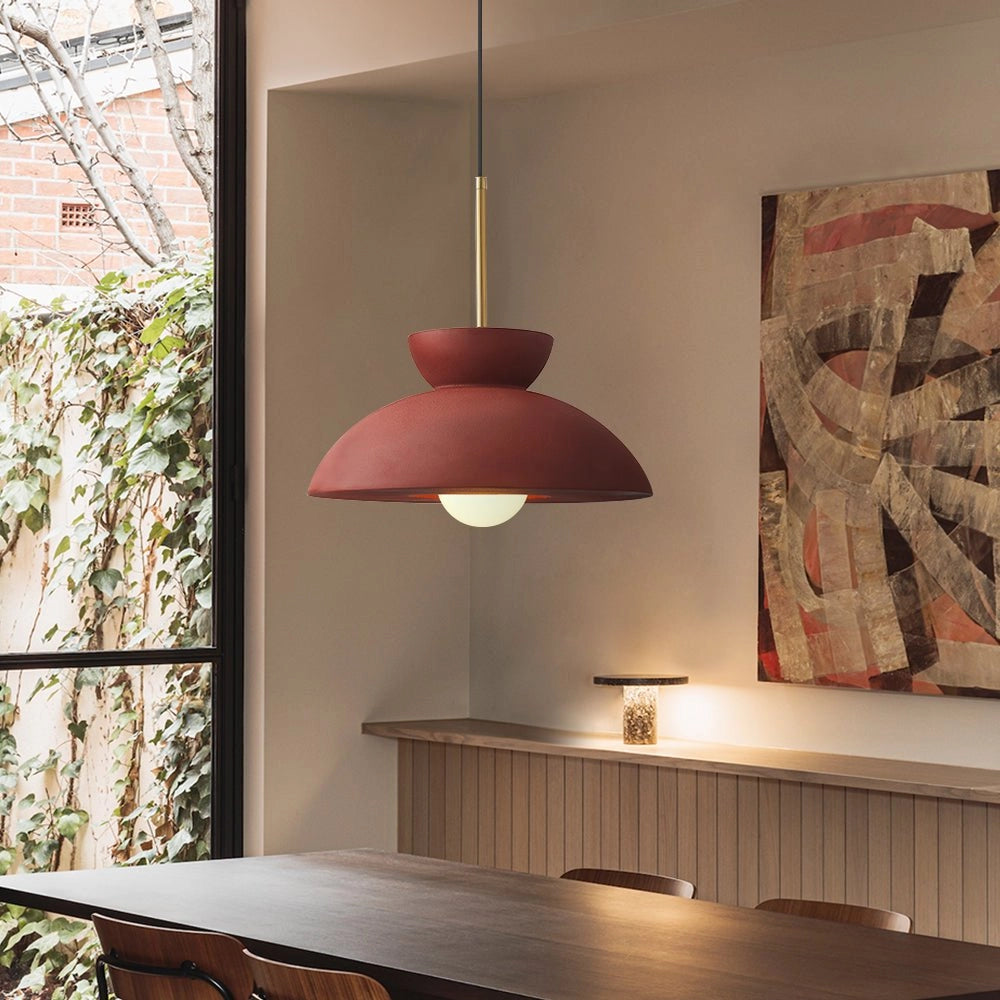 Vintage Terra Cotta Pendant Light - Mid-Century Modern Ceiling Lamp