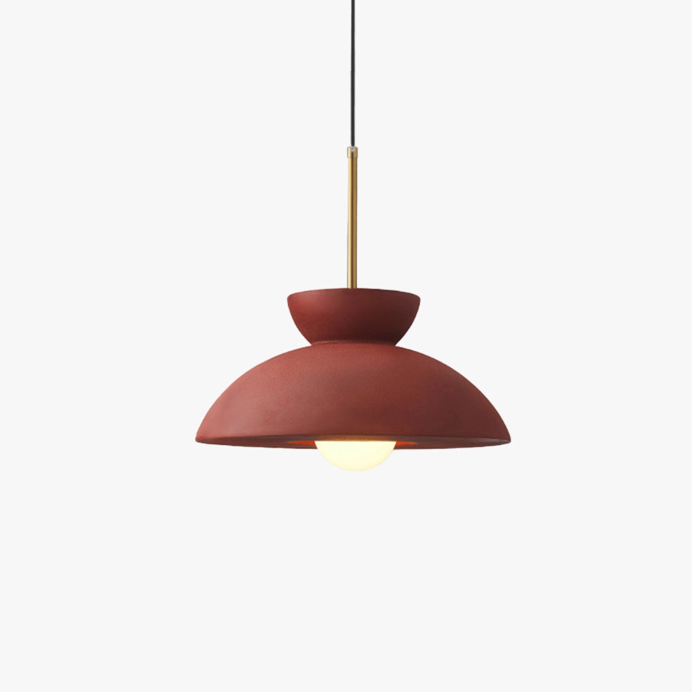 Vintage Terra Cotta Pendant Light - Mid-Century Modern Ceiling Lamp