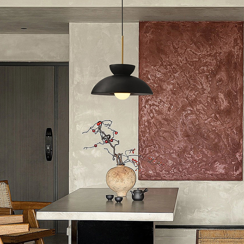 Vintage Terra Cotta Pendant Light - Mid-Century Modern Ceiling Lamp
