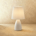 Table Lamp Ceramic Base Pleated Shade LED Trichromatic Light | Euroselle
