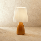 Table Lamp Ceramic Base Pleated Shade LED Trichromatic Light | Euroselle