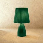 Table Lamp Ceramic Base Pleated Shade LED Trichromatic Light | Euroselle