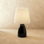 Table Lamp Ceramic Base Pleated Shade LED Trichromatic Light | Euroselle