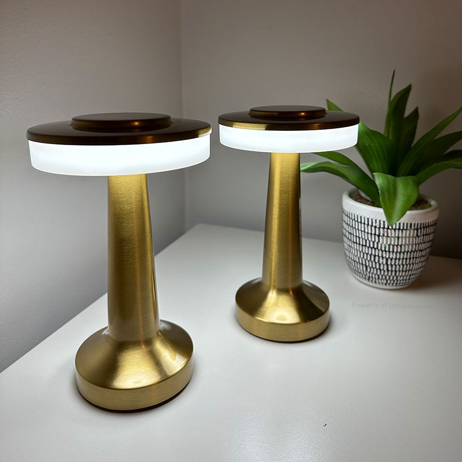 Tischlampe, kabellos, wiederaufladbar, USB-C, LED, Touch-Steuerung, weiß | Euroselle