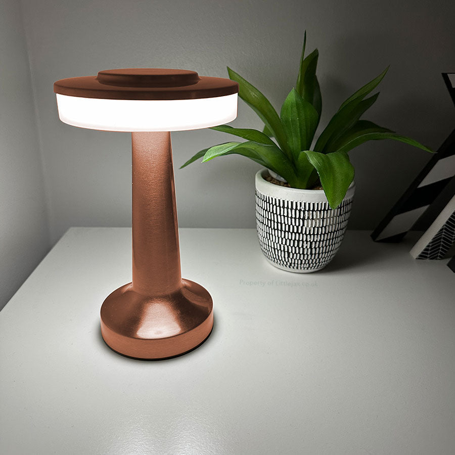 Tischlampe, kabellos, wiederaufladbar, USB-C, LED, Touch-Steuerung, weiß | Euroselle