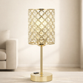 Table Lamp Crystal Gold Base USB Ports Touch Dimming 5.1 x 15.7 | Euroselle