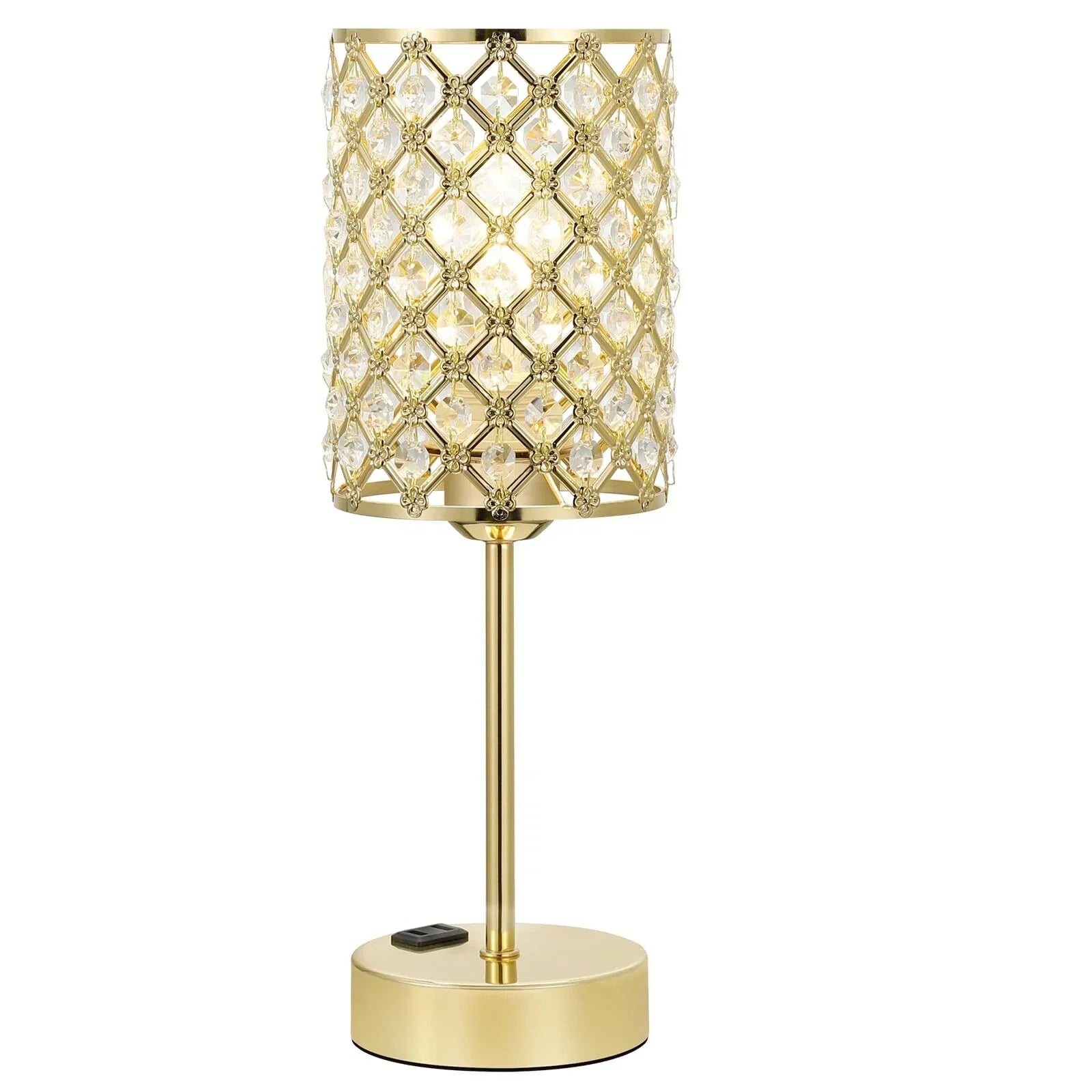 Table Lamp Crystal Gold Base USB Ports Touch Dimming 5.1 x 15.7 | Euroselle