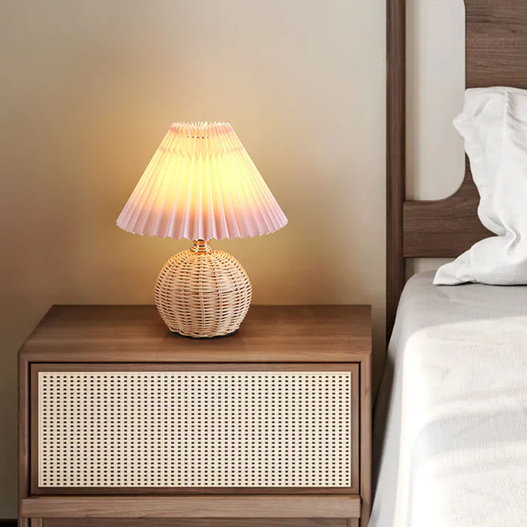 Table Lamp Fabric Shade Metal or Wood Base Indoor Desk or Bedside Lamp | Euroselle