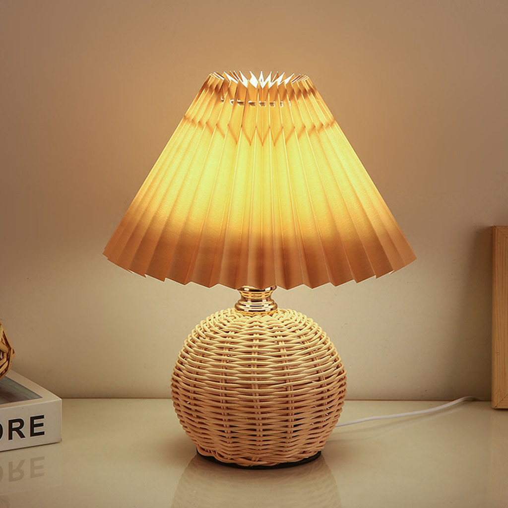 Table Lamp Fabric Shade Metal or Wood Base Indoor Desk or Bedside Lamp | Euroselle