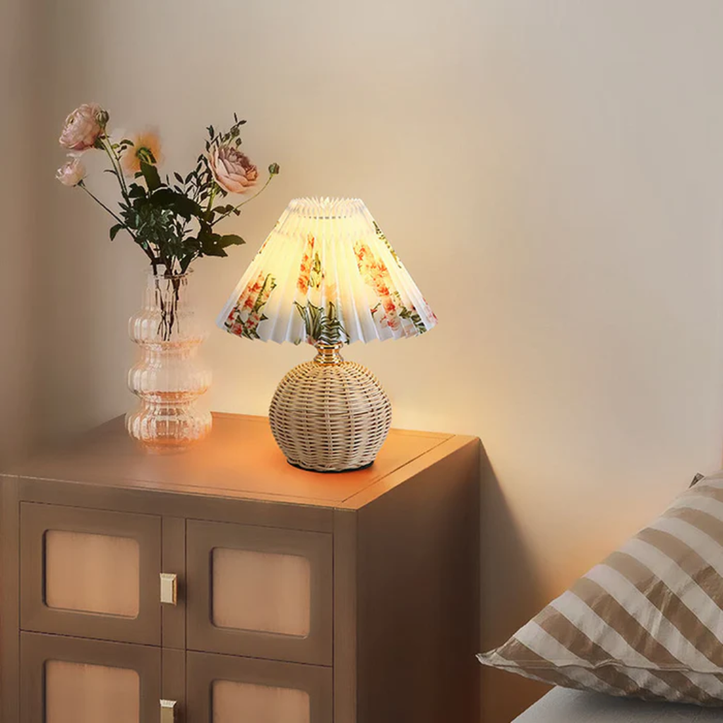 Table Lamp Fabric Shade Metal or Wood Base Indoor Desk or Bedside Lamp | Euroselle