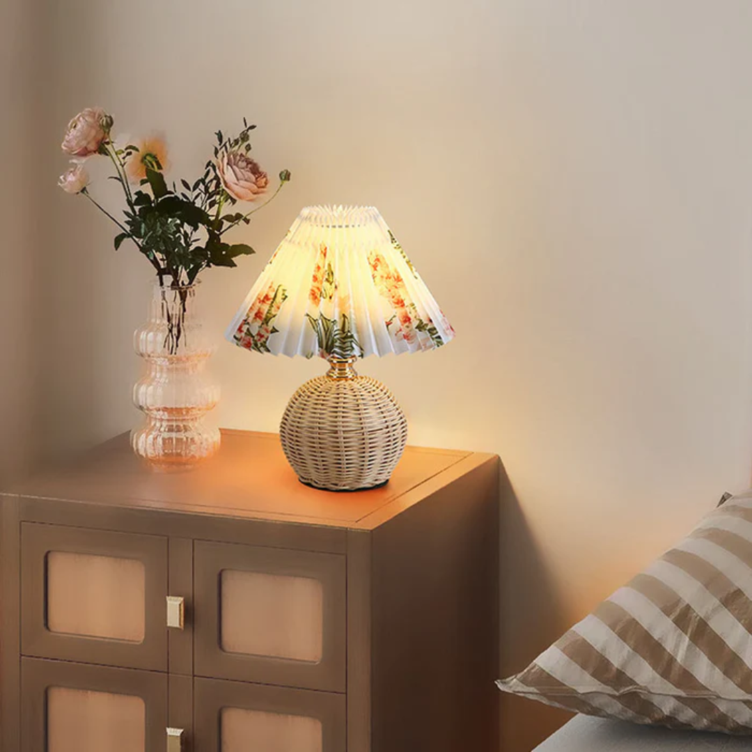 Table Lamp Fabric Shade Metal or Wood Base Indoor Desk or Bedside Lamp | Euroselle