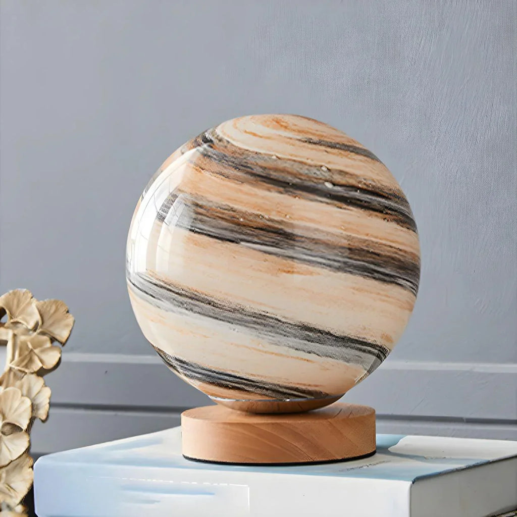 Table Lamp Glass Globe Warm LED Light Rechargeable | Euroselle