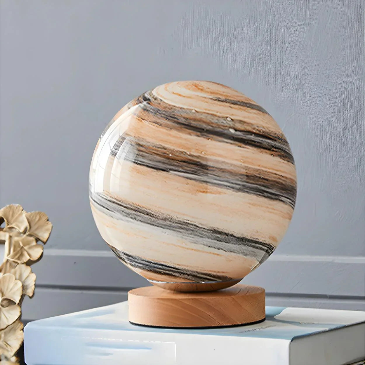 Table Lamp Glass Globe Warm LED Light Rechargeable | Euroselle