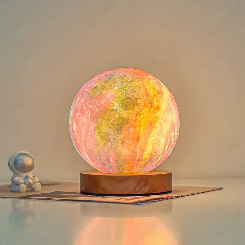 Table Lamp Glass Globe Wood Base LED Dimmable Plug In | Euroselle
