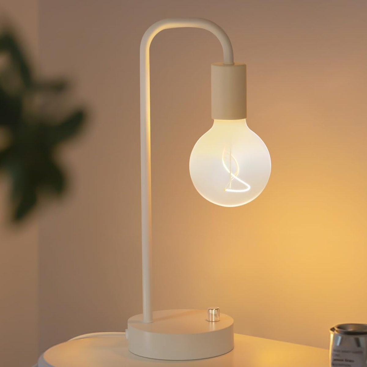 Table Lamp Metal Matte White Stepless Dimmer 4W LED Bulb | Euroselle