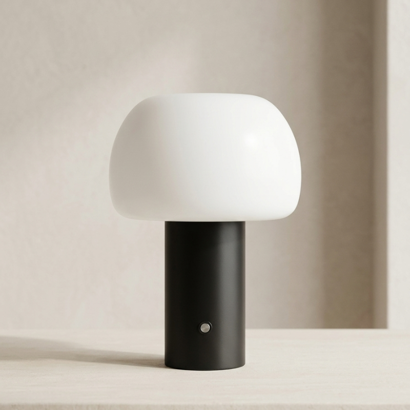Pilz LED Tischlampe Kabellos Wiederaufladbar Touch-Schalter Eisen Acryl | Euroselle