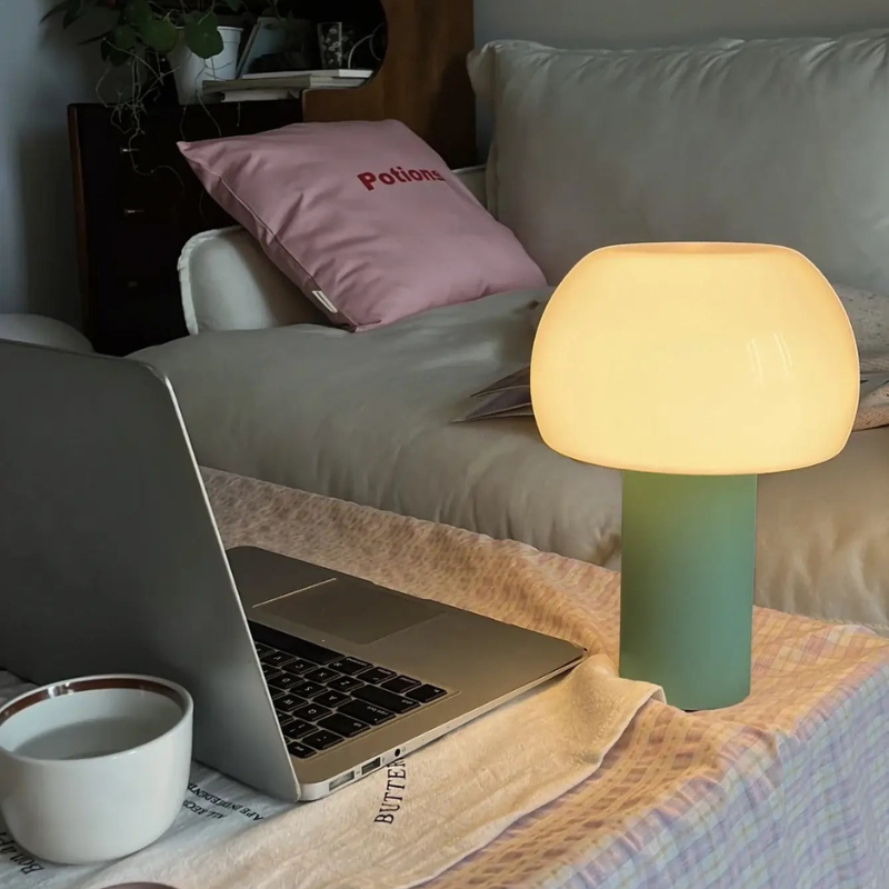 Pilz LED Tischlampe Kabellos Wiederaufladbar Touch-Schalter Eisen Acryl | Euroselle