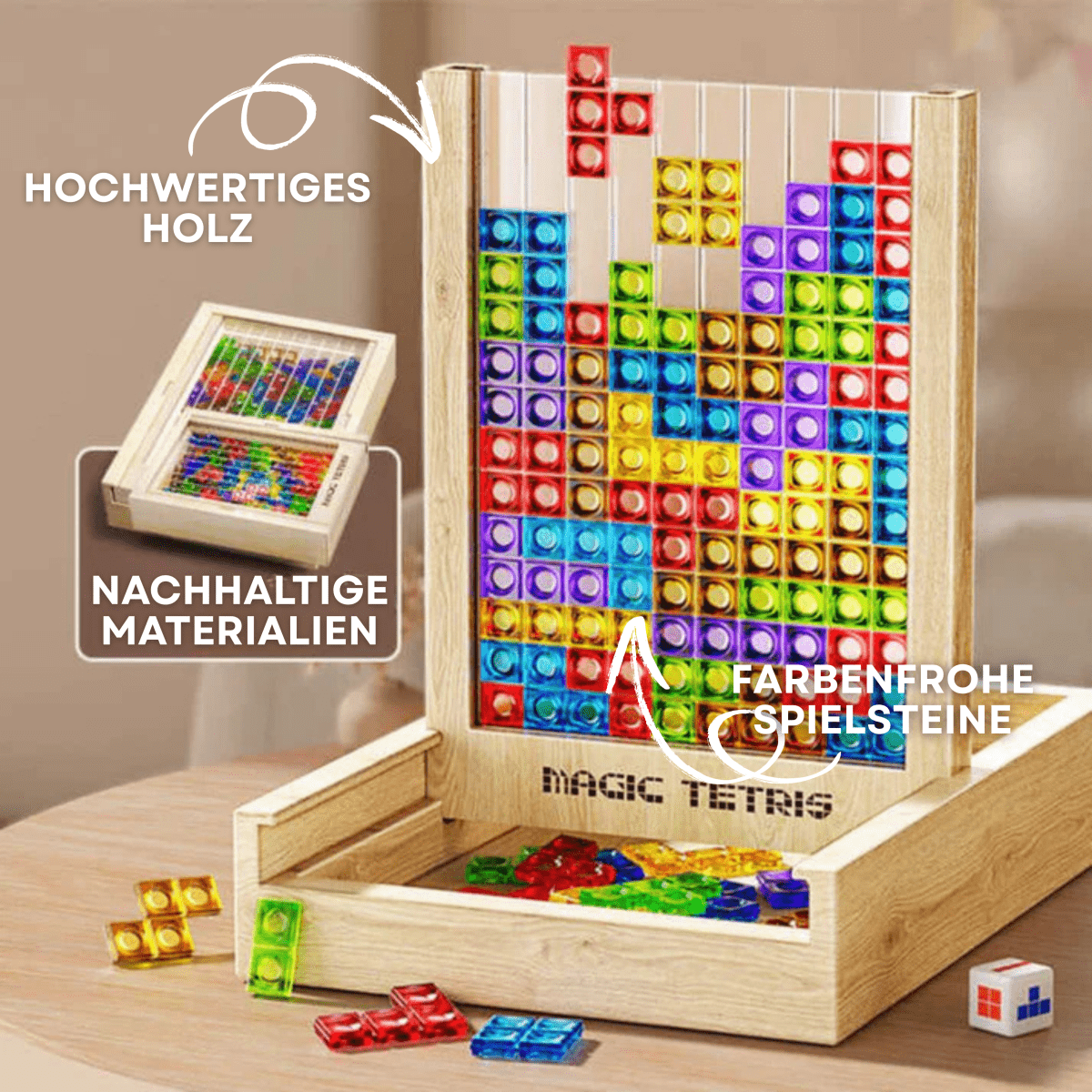 Tetrisová deska TerraBlock — ekologická dřevěná logická hra