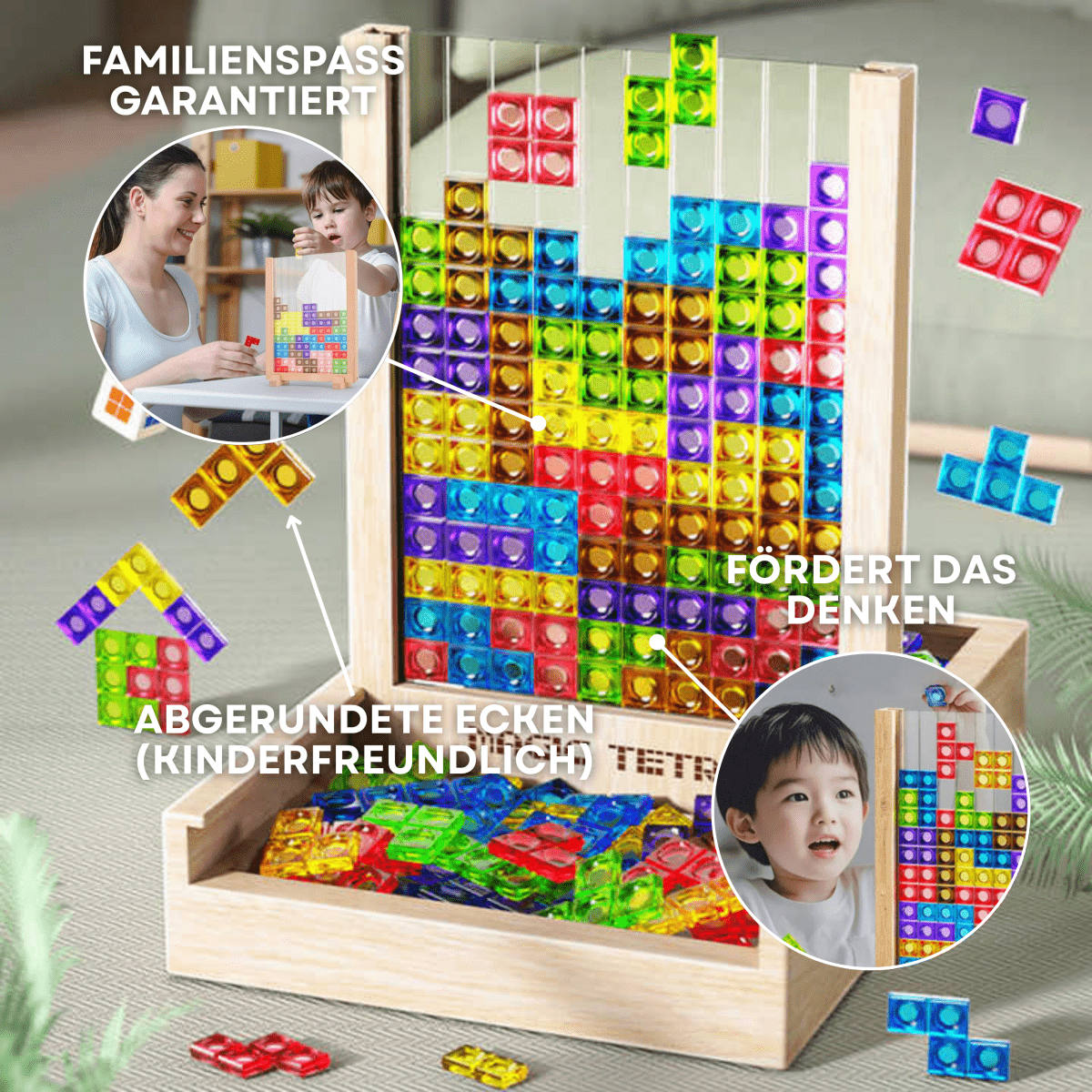 Tetrisová deska TerraBlock — ekologická dřevěná logická hra