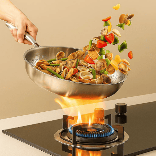 Titanium alloy non-stick frying pan with superior heat distribution for healthy, durable, and versatile cooking on all stovetops - Euroselle