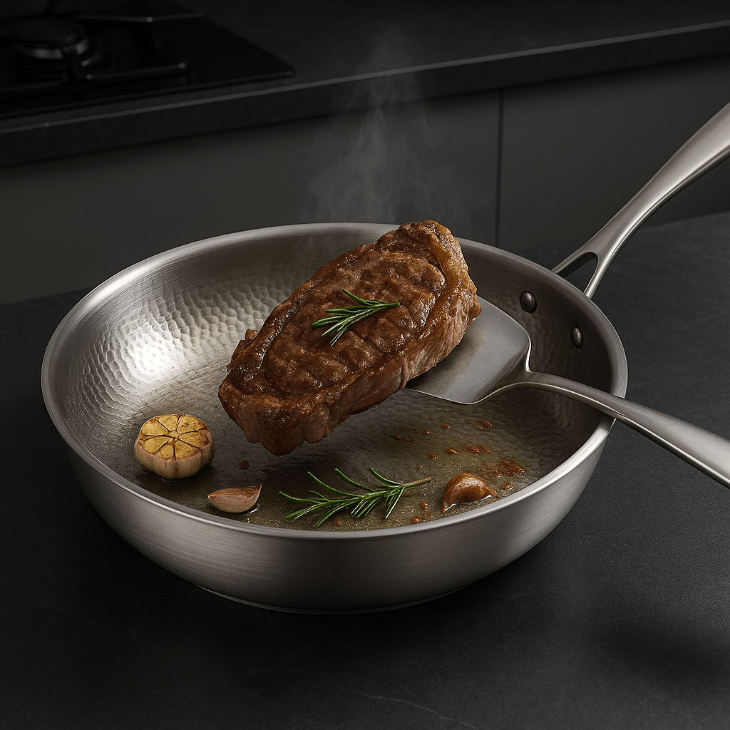 Titanium alloy non-stick frying pan with superior heat distribution for healthy, durable, and versatile cooking on all stovetops - Euroselle