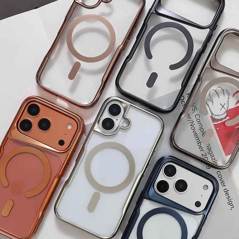 כיסוי קשיח שקוף למחצה ל-iPhone 12-17 — טעינה מגנטית