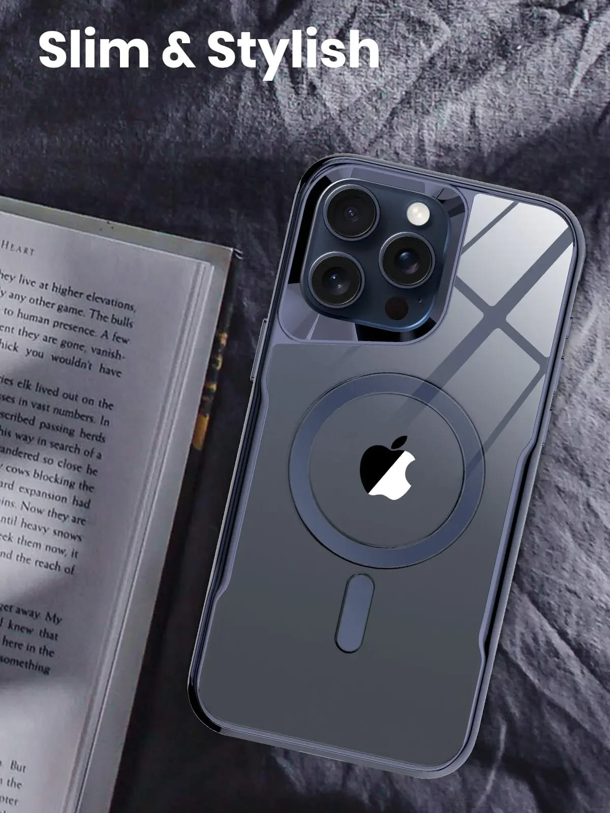 כיסוי קשיח שקוף למחצה ל-iPhone 12-17 — טעינה מגנטית
