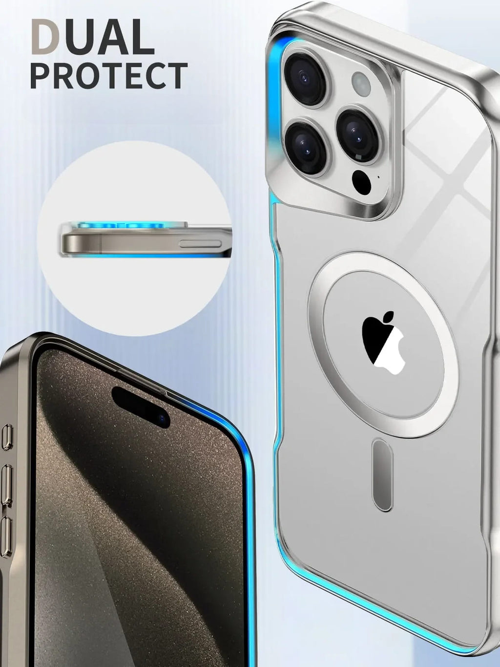כיסוי קשיח שקוף למחצה ל-iPhone 12-17 — טעינה מגנטית