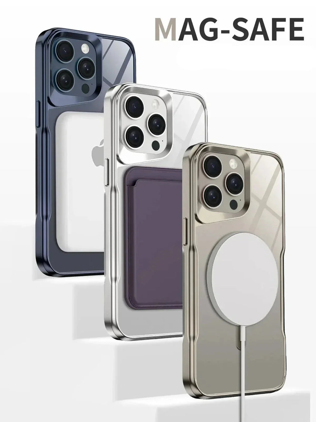 כיסוי קשיח שקוף למחצה ל-iPhone 12-17 — טעינה מגנטית