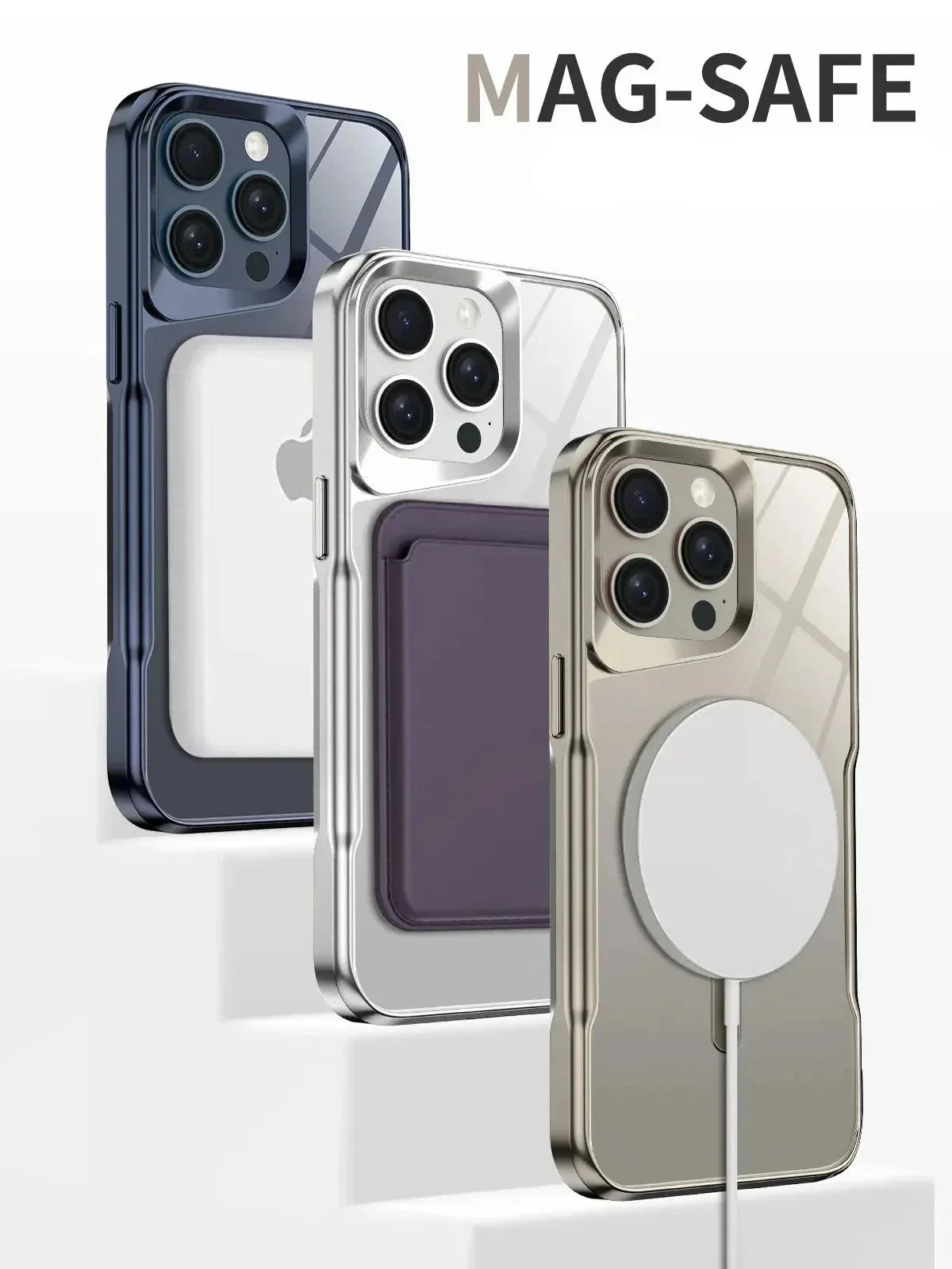 כיסוי קשיח שקוף למחצה ל-iPhone 12-17 — טעינה מגנטית