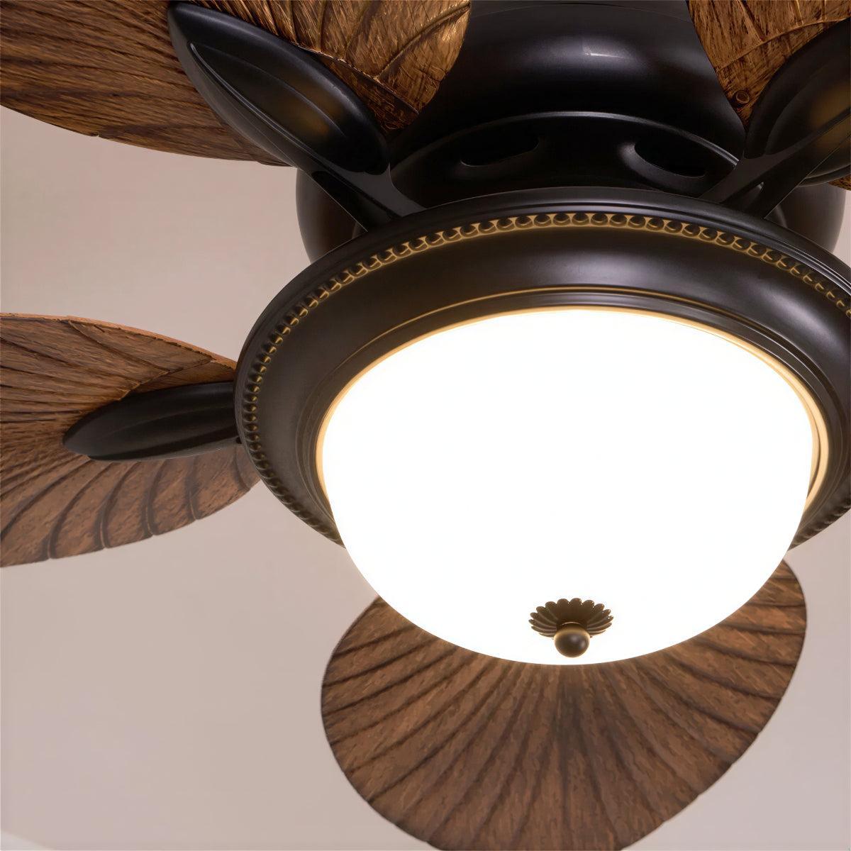 Tropical Leaf Ceiling Fan With Integrated Lighting