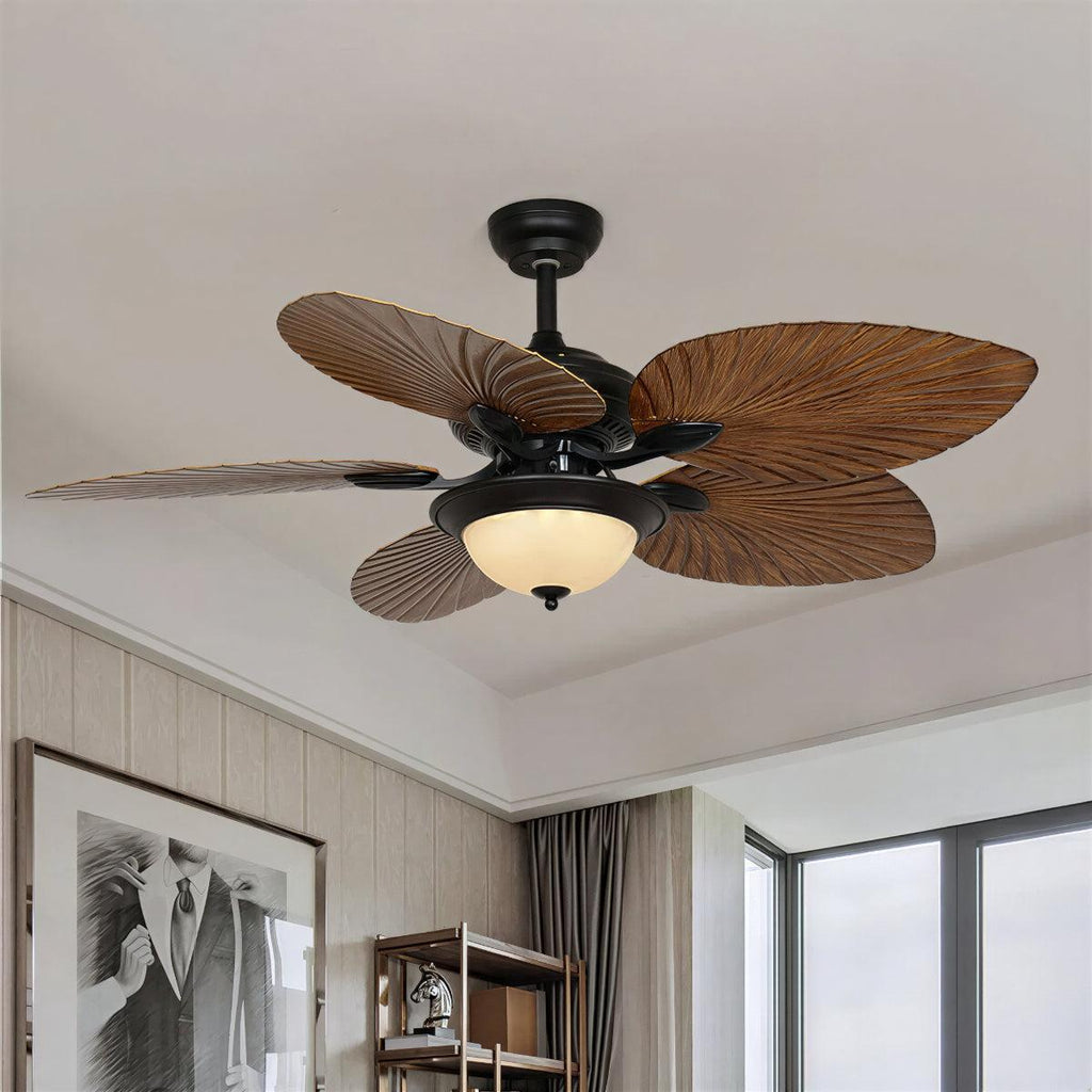 Tropical Leaf Ceiling Fan With Integrated Lighting