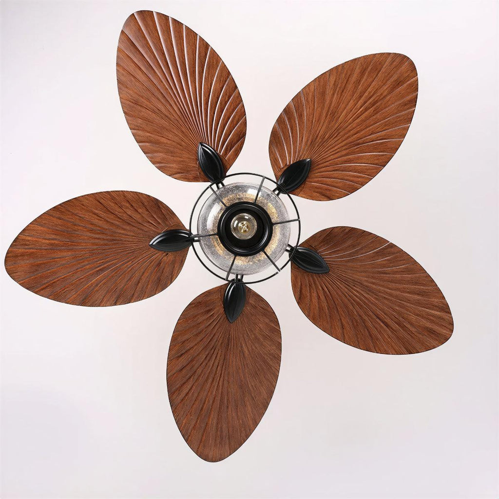 Tropical Leaf Ceiling Fan With Integrated Lighting
