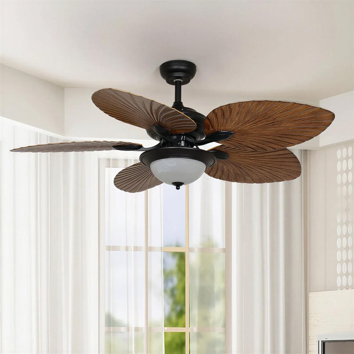 Tropical Leaf Ceiling Fan With Integrated Lighting