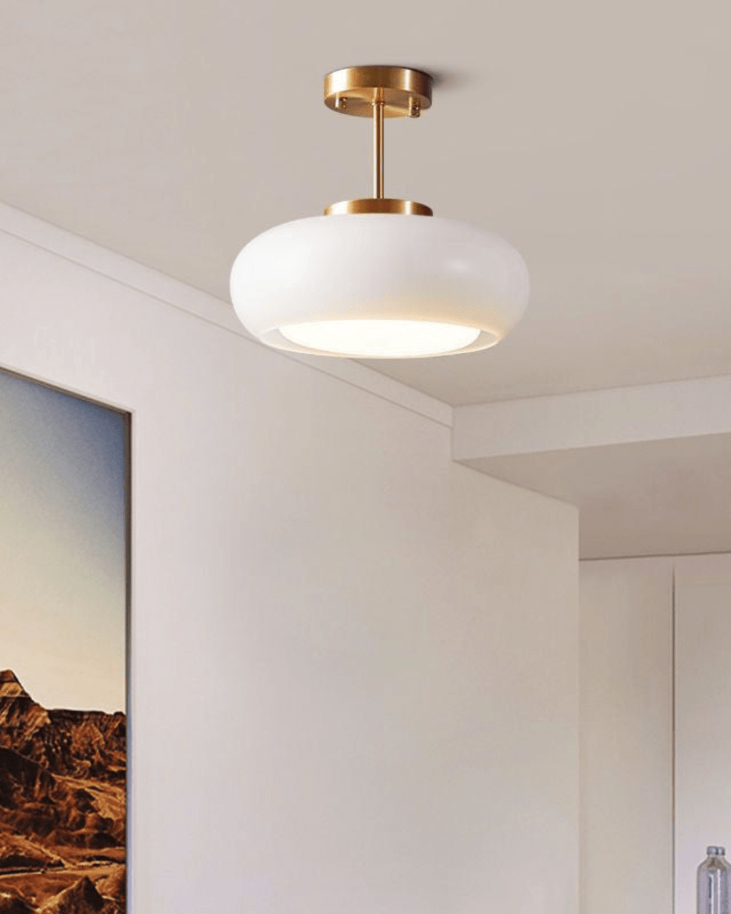 Aurelin By Elorin Inspired Gold Iron Glass Pendant Light