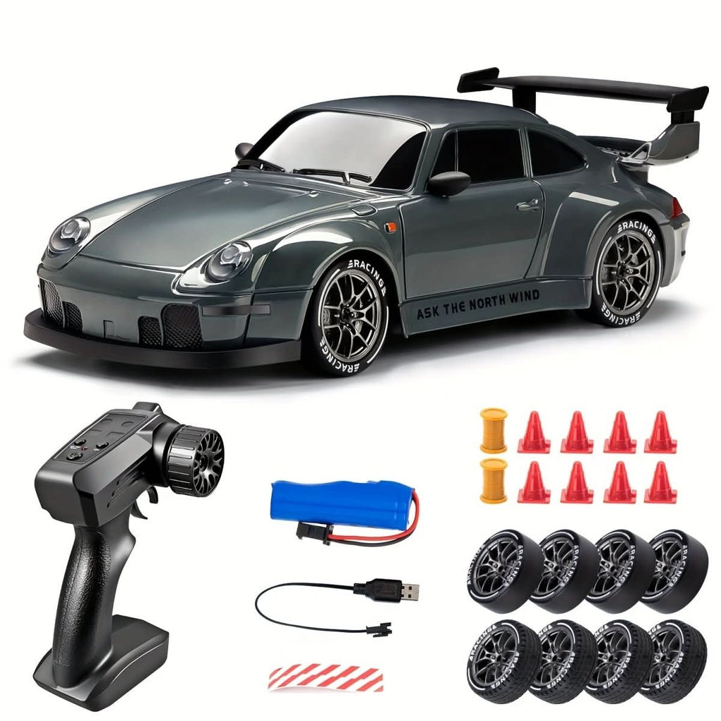 Voiture télécommandée Nova Drift à l'échelle 1:24 - châssis à transmission intégrale, roues éclairées par LED