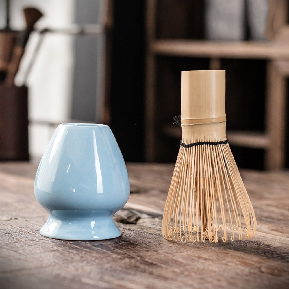 Bol à matcha en céramique de 12 fl oz - Fouet en bambou, cuillère, tamis et support