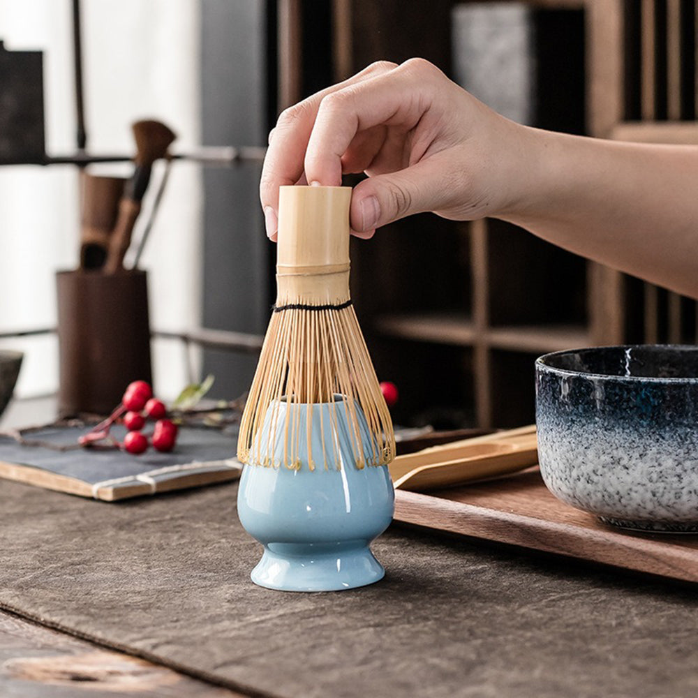 Bol à matcha en céramique de 12 fl oz - Fouet en bambou, cuillère, tamis et support